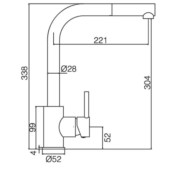 Τεχνικό σχέδιο βρύσης No4 - Διαστάσεις